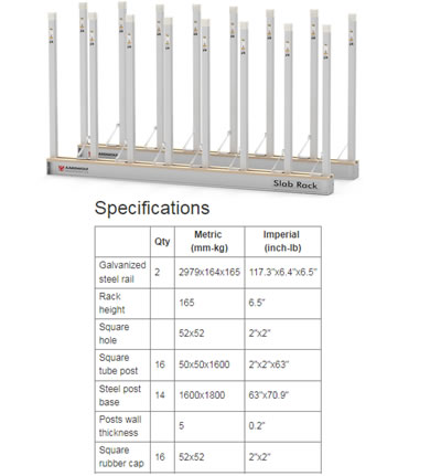 RACK for Slabs KIT (Pole 6.5" Height) AARDWOLF